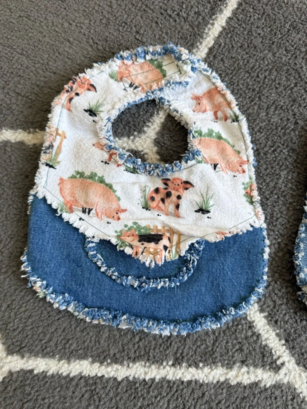 Handmade Farm Animal Baby Bibs -set of 3
